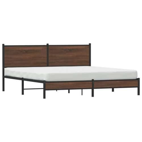 Metalni okvir kreveta bez madraca smeđa boja hrasta 183x213 cm - Smeđi hrast 183 x 213 cm s uzglavljem i niskim podnožjem Cijena