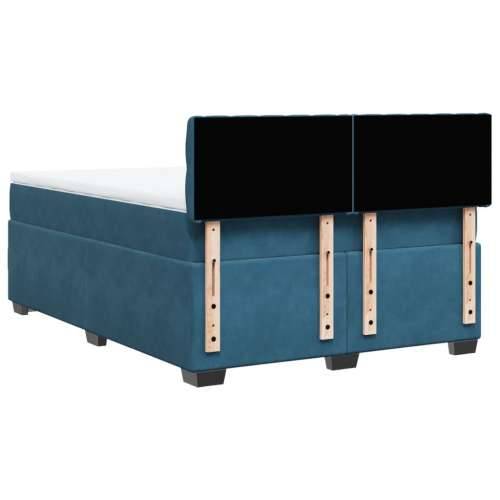 Krevet s oprugama i madracem plavi 140x190 cm baršunasti - Plava 140 x 190 cm Dizajn s gumbima Cijena