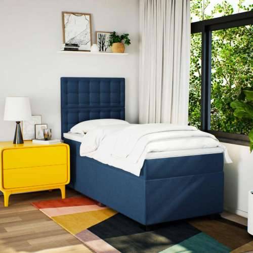 Krevet s oprugama i madracem plavi 90 x 200 cm od tkanine - Plava 90 x 200 cm gumbi Cijena
