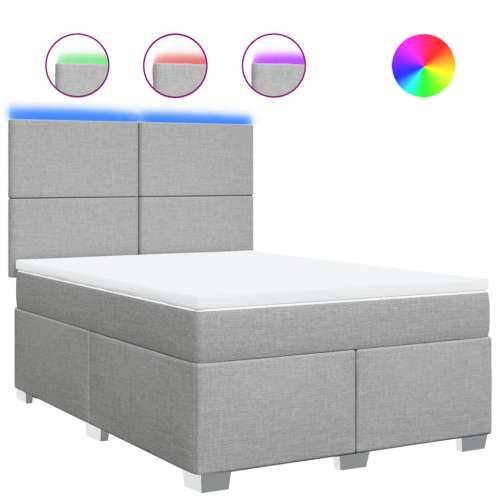 Krevet box spring s madracem svjetlosivi 140x200 cm od tkanine Svjetlosiva 140 x 200 cm Gladak dizajn Cijena