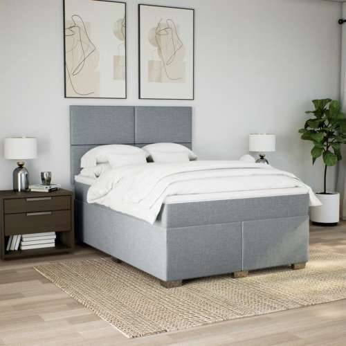 Krevet box spring s madracem svjetlosivi 140x200 cm od tkanine Svjetlosiva 140 x 200 cm Gladak dizajn Cijena