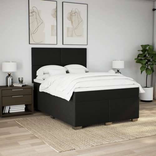 Krevet s oprugama i madracem crni 140x200 cm od tkanine - Crna 140 x 200 cm Gladak dizajn Cijena