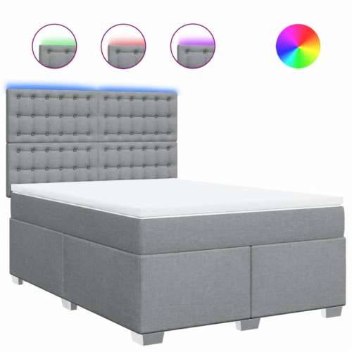 Krevet box spring s madracem svjetlosivi 140x200 cm od tkanine Svjetlosiva 140 x 200 cm gumbi Cijena