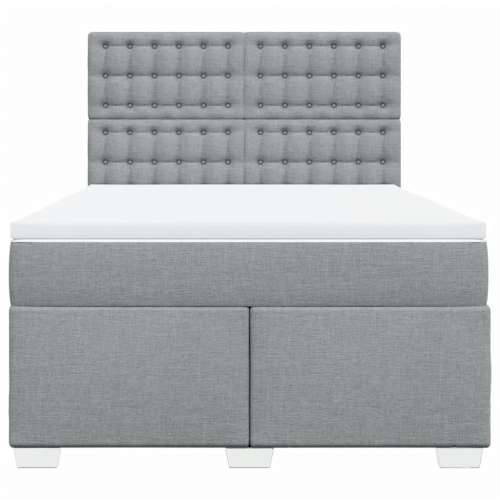 Krevet box spring s madracem svjetlosivi 140x200 cm od tkanine Svjetlosiva 140 x 200 cm gumbi Cijena