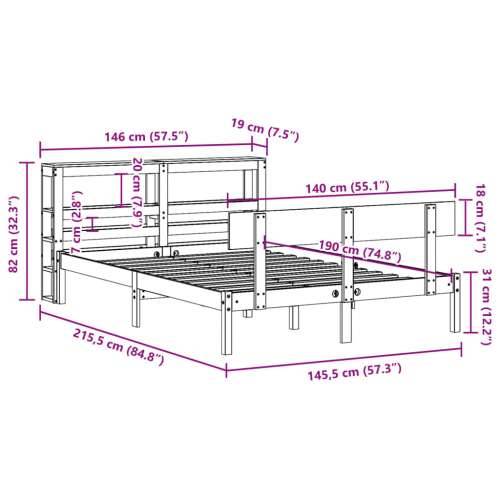 Okvir kreveta bez madraca bijeli 140 x 190 cm masivna borovina - Bijela 140 x 190 cm Cijena