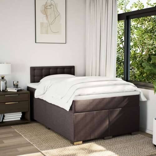 Krevet box spring s madracem tamnosmeđi 120 x 190 cm od tkanine - Tamno smeđa 120 x 190 cm gumbi Cijena