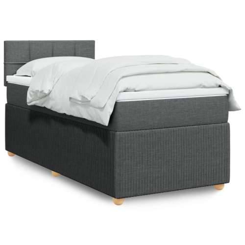 Krevet s oprugama i madracem tamnosivi 90 x 190 cm od tkanine - Tamno siva 90 x 190 cm Blok s kvadratima Cijena