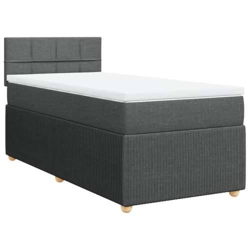 Krevet s oprugama i madracem tamnosivi 90 x 190 cm od tkanine - Tamno siva 90 x 190 cm Blok s kvadratima Cijena