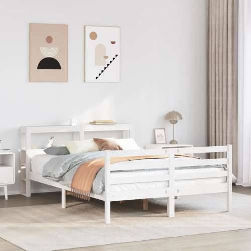 Okvir za krevet s uzglavljem bijeli 150 x 200 cm borovina - Bijela 150 x 200 cm Cijena
