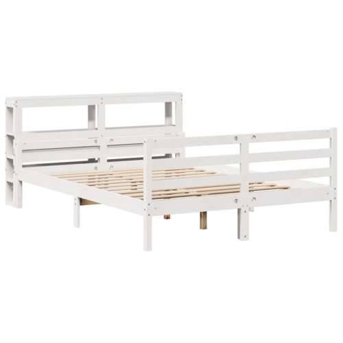 Okvir za krevet s uzglavljem bijeli 150 x 200 cm borovina - Bijela 150 x 200 cm Cijena