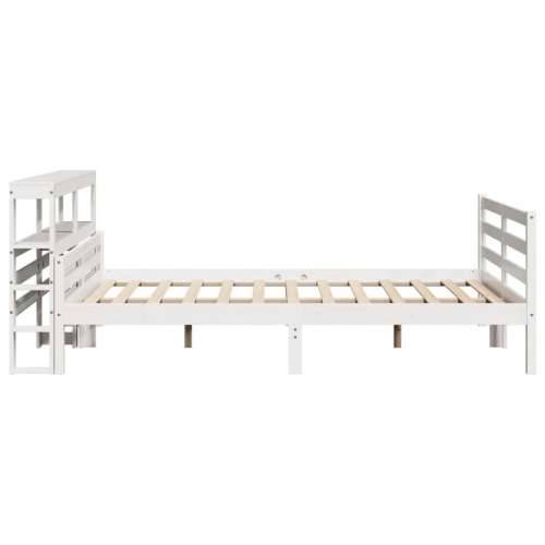 Okvir za krevet s uzglavljem bijeli 150 x 200 cm borovina - Bijela 150 x 200 cm Cijena