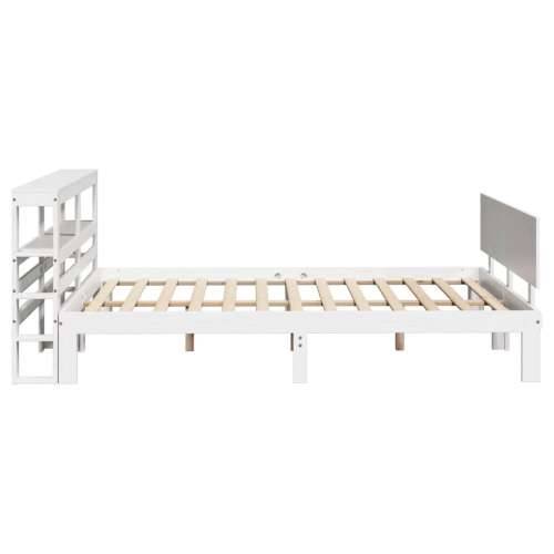 Okvir za krevet s uzglavljem bijeli 150 x 200 cm borovina - Bijela 150 x 200 cm Cijena