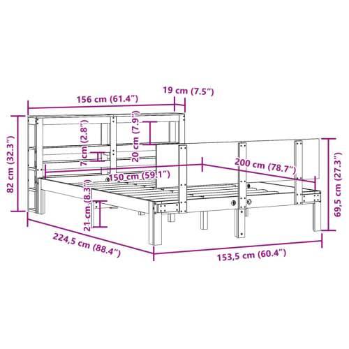 Okvir za krevet s uzglavljem bijeli 150 x 200 cm borovina - Bijela 150 x 200 cm Cijena