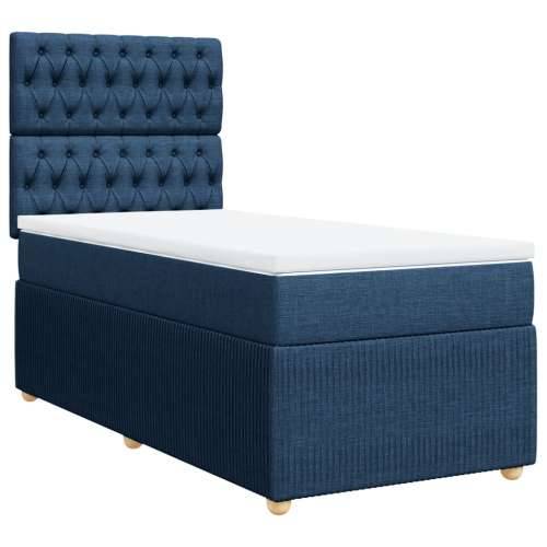 Krevet s oprugama i madracem plavi 90 x 190 cm od tkanine - Plava 90 x 190 cm Dizajn s gumbima Cijena