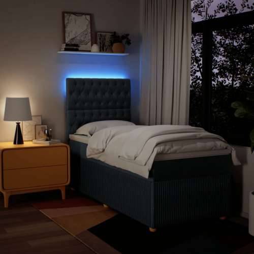 Krevet s oprugama i madracem plavi 90 x 190 cm od tkanine - Plava 90 x 190 cm Dizajn s gumbima Cijena