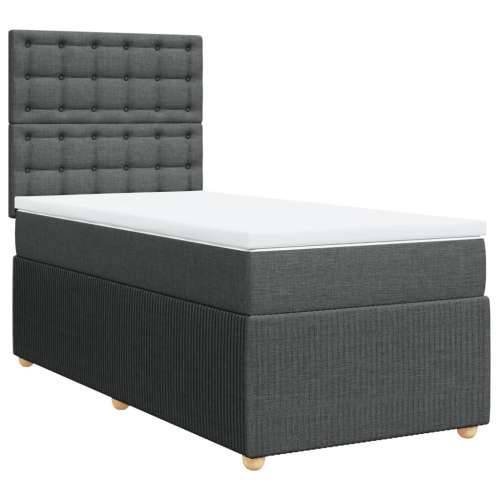 Krevet s oprugama i madracem tamnosivi 90 x 190 cm od tkanine - Tamno siva 90 x 190 cm gumbi Cijena