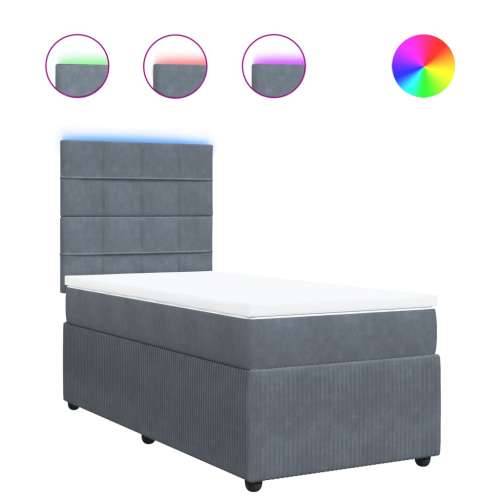 Box spring krevet s madracem tamnosivi 90x190 cm baršunasti Tamno siva 90 x 190 cm Blok s kvadratima Cijena