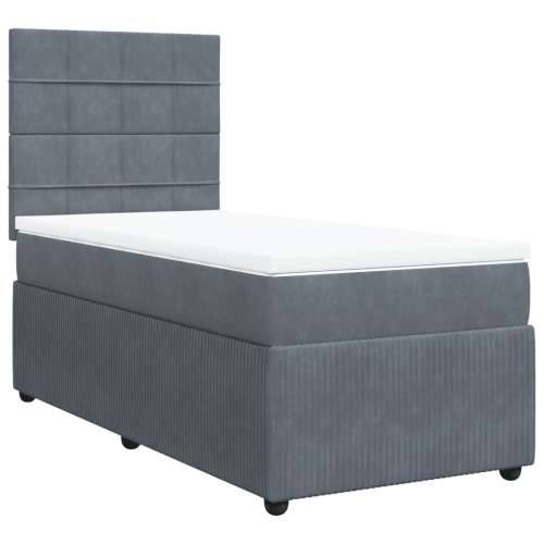 Box spring krevet s madracem tamnosivi 90x190 cm baršunasti Tamno siva 90 x 190 cm Blok s kvadratima Cijena