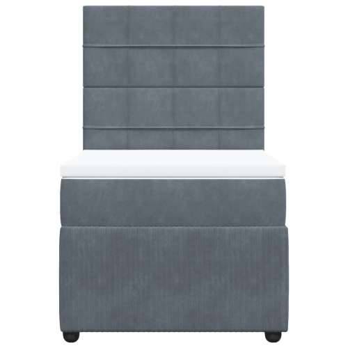 Box spring krevet s madracem tamnosivi 90x190 cm baršunasti Tamno siva 90 x 190 cm Blok s kvadratima Cijena
