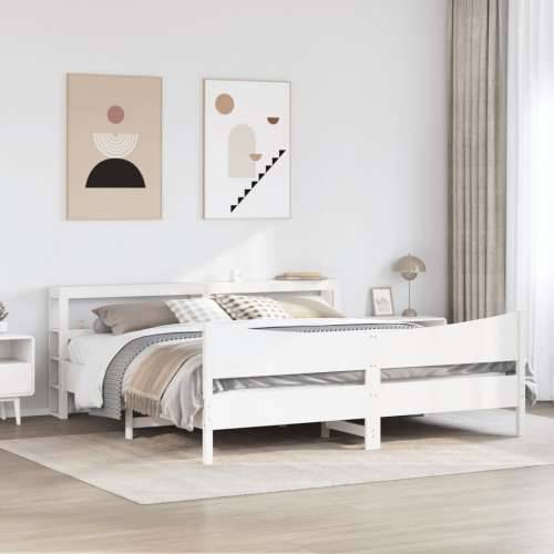 Okvir kreveta s uzglavljem bijeli 180 x 200 cm masivna borovina - Bijela 180 x 200 cm Cijena