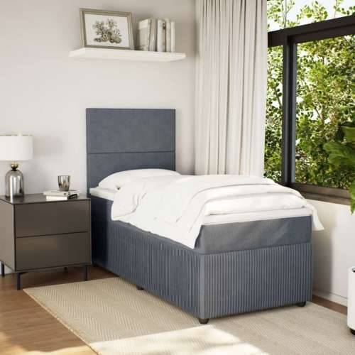 Box spring krevet s madracem tamnosivi 100x200 cm baršunasti - Tamno siva 100 x 200 cm Gladak dizajn Cijena