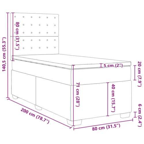 Krevet s oprugama i madracem sivi 80 x 200 cm od umjetne kože - Siva 80 x 200 cm gumbi Cijena