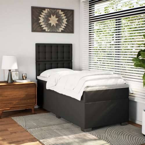 Krevet s oprugama i madracem crni 90x190 cm od umjetne kože - Crna 90 x 190 cm gumbi Cijena