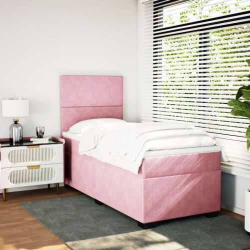 Box spring krevet s madracem ružičasti 80 x 200 cm baršunasti - Ružičasta 80 x 200 cm Gladak dizajn Cijena