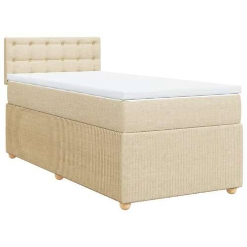 Krevet s oprugama i madracem krem 90 x 190 cm od tkanine - Krema 90 x 190 cm gumbi Cijena
