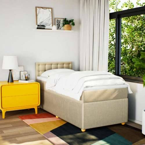 Krevet s oprugama i madracem krem 90 x 190 cm od tkanine - Krema 90 x 190 cm gumbi Cijena