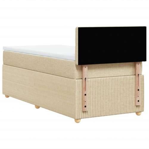 Krevet s oprugama i madracem krem 90 x 190 cm od tkanine - Krema 90 x 190 cm gumbi Cijena