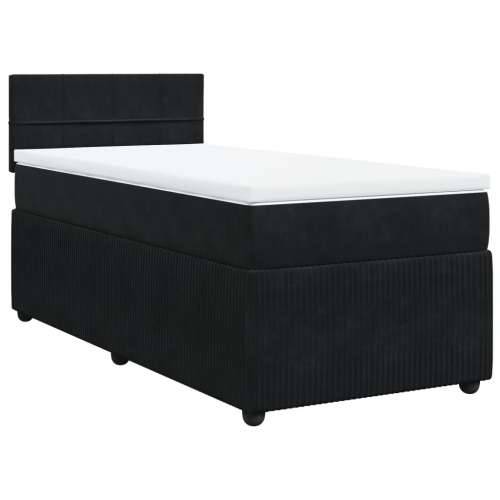 Box spring krevet s madracem crni 80 x 200 cm baršunasti - Crna 80 x 200 cm Blok s kvadratima Cijena