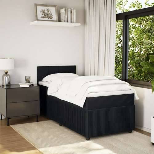 Box spring krevet s madracem crni 80 x 200 cm baršunasti - Crna 80 x 200 cm Blok s kvadratima Cijena