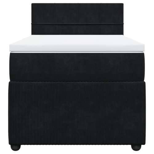 Box spring krevet s madracem crni 80 x 200 cm baršunasti - Crna 80 x 200 cm Blok s kvadratima Cijena
