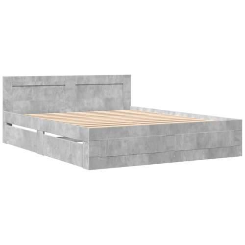 Okvir kreveta s uzglavljem siva boja betona 150 x 200 cm drveni Beton siva 150 x 200 cm Cijena