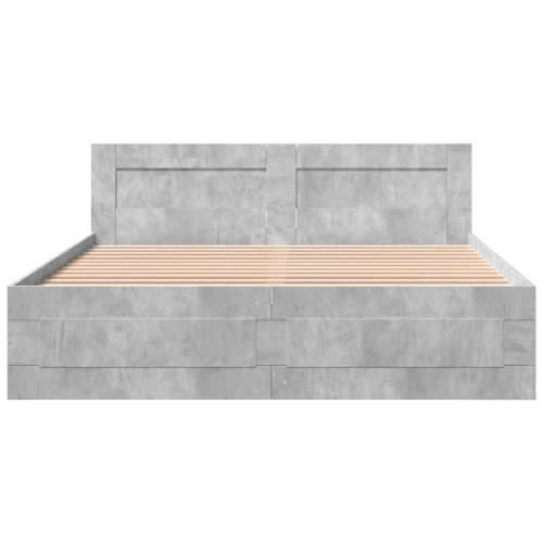 Okvir kreveta s uzglavljem siva boja betona 150 x 200 cm drveni Beton siva 150 x 200 cm Cijena