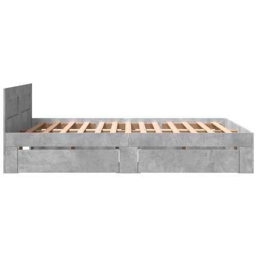 Okvir kreveta s uzglavljem siva boja betona 150 x 200 cm drveni Beton siva 150 x 200 cm Cijena