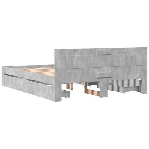 Okvir kreveta s uzglavljem siva boja betona 150 x 200 cm drveni Beton siva 150 x 200 cm Cijena