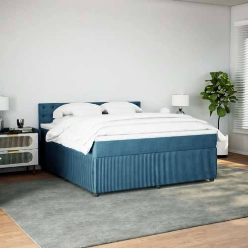 Krevet s oprugama i madracem plavi 180x200 cm baršunasti - Plava 180 x 200 cm gumbi Cijena
