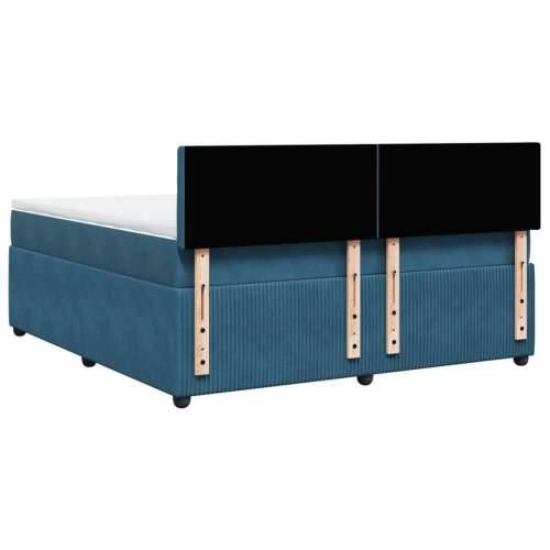 Krevet s oprugama i madracem plavi 180x200 cm baršunasti - Plava 180 x 200 cm gumbi Cijena