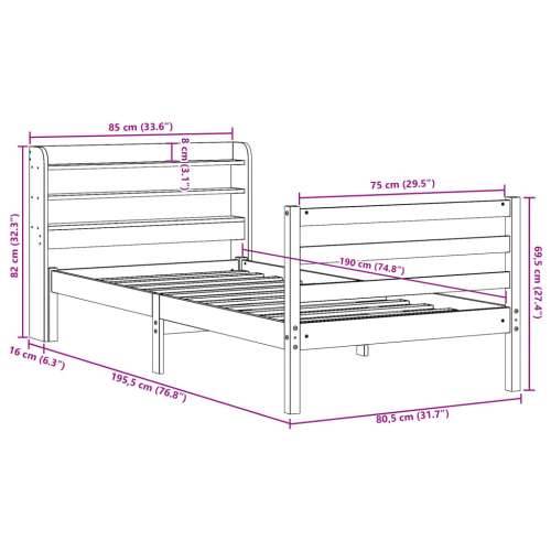 Okvir kreveta s uzglavljem 75x190 cm od borovine - Prirodna 75 x 190 cm Cijena