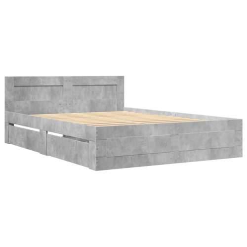 Okvir kreveta s uzglavljem siva boja betona 120x200 cm drveni - Beton siva 120 x 200 cm Cijena