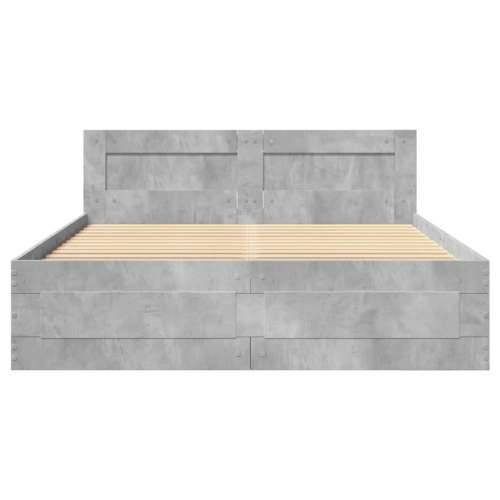 Okvir kreveta s uzglavljem siva boja betona 120x200 cm drveni - Beton siva 120 x 200 cm Cijena