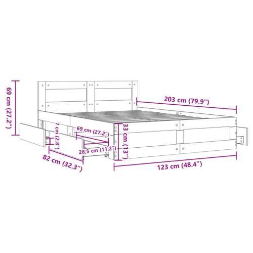 Okvir kreveta s uzglavljem siva boja betona 120x200 cm drveni - Beton siva 120 x 200 cm Cijena