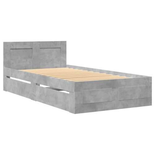 Okvir kreveta s uzglavljem siva boja betona 100x200 cm drveni - Beton siva 100 x 200 cm Cijena