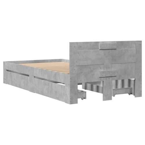 Okvir kreveta s uzglavljem siva boja betona 100x200 cm drveni - Beton siva 100 x 200 cm Cijena