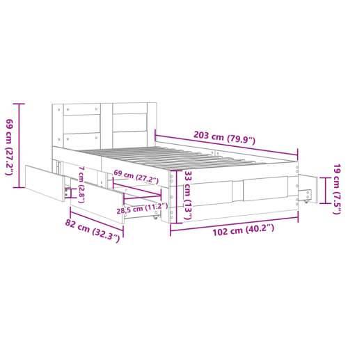 Okvir kreveta s uzglavljem siva boja betona 100x200 cm drveni - Beton siva 100 x 200 cm Cijena