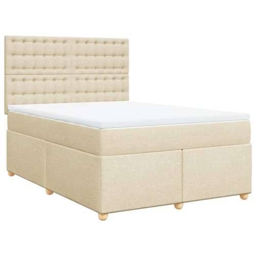 Krevet s oprugama i madracem krem 160x200 cm od tkanine - Krema 160 x 200 cm gumbi Cijena