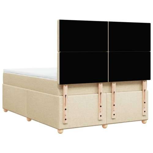 Krevet s oprugama i madracem krem 160x200 cm od tkanine - Krema 160 x 200 cm gumbi Cijena