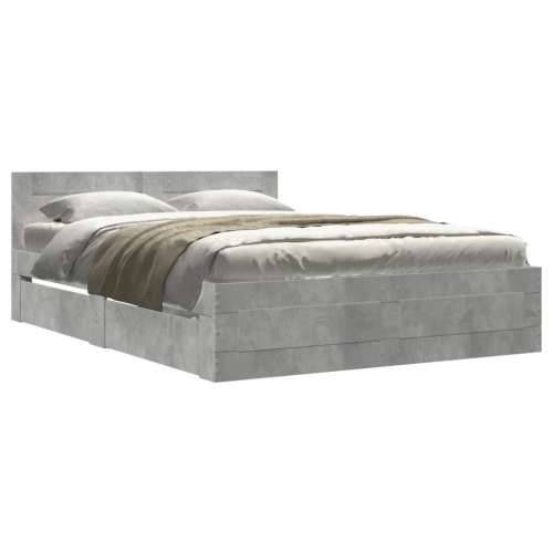 Okvir kreveta s uzglavljem siva boja betona 140x190 cm drveni - Beton siva 140 x 190 cm Cijena